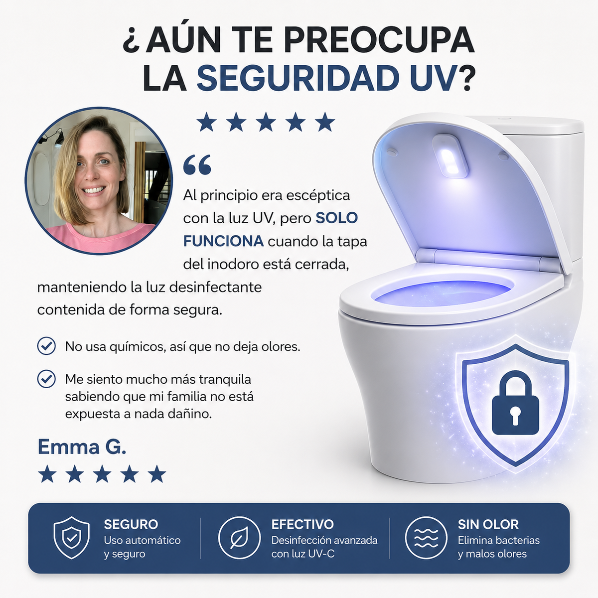 Lámpara UV Desinfectante para Inodoro – Autolimpiante y Luz Nocturna