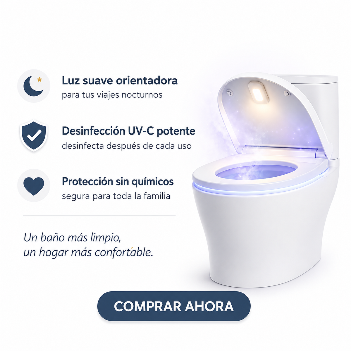 Lámpara UV Desinfectante para Inodoro – Autolimpiante y Luz Nocturna